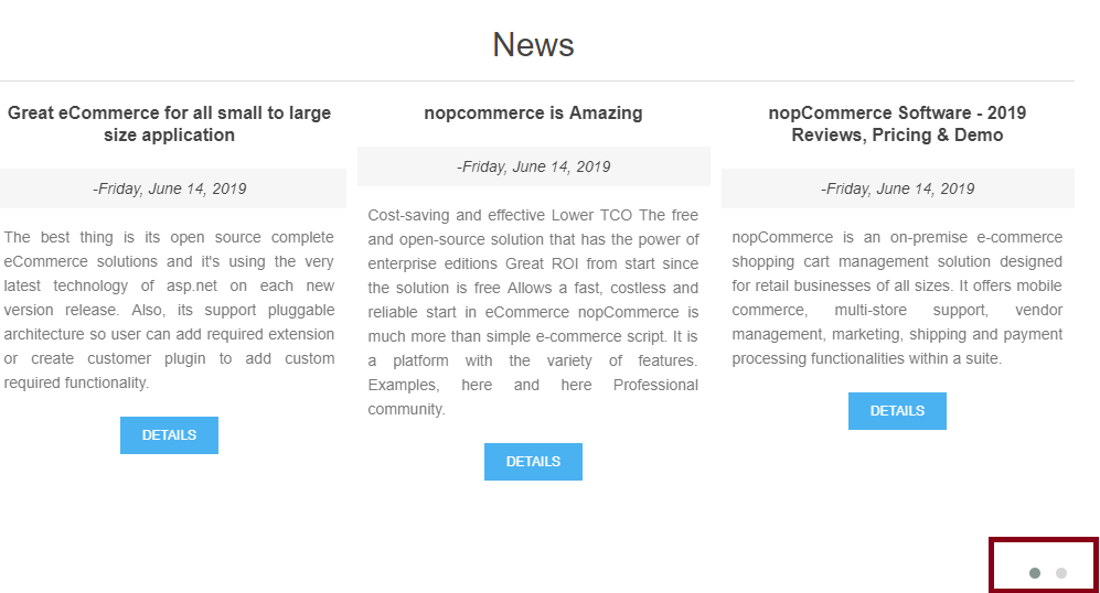jCarousel Home page News for nopCommerce